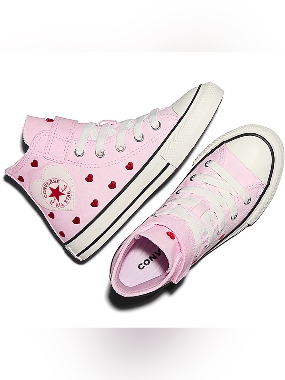Converse Chuck Taylor All Star Easy On High Top Pink Hearts Little Girl 11 or 12